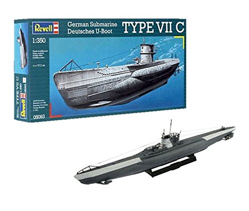 Revell- German Type VII C Maqueta Submarino, 10+ Años, 19,2cm de Largo (05093)