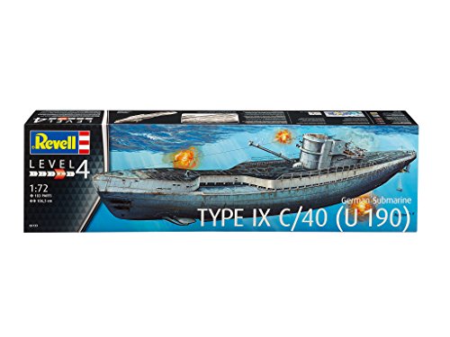 Revell Maqueta Submarino alemán Type IX C/40, Kit Modello Escala 1:72 (5133) (05133), 106,3 cm de Largo