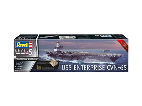 Revell- USS Enterprise CVN-65 Maqueta Fiel al Original para Expertos, Color Plateado (RV05173)