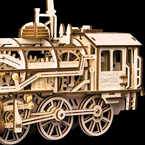 ROKR Modelo del Arte de la Locomotora del Rompecabezas de Madera del Corte 3D del Laser de con los Juguetes mecánicos del Engranaje-Mejores para los Muchachos y Las Muchachas (Locomotive)