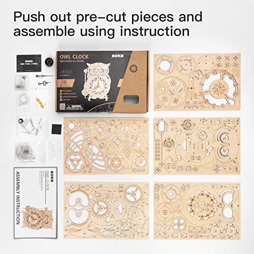 ROKR Owl Clock Puzzle 3D Maqueta Madera | Maquetas para Montar | Maquetas para Construir Adultos