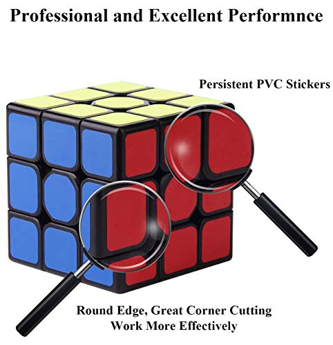 ROXENDA Speed Cube Set, Cubos de Velocidad de 2x2 3x3 Pirámide, Super-Durable Cubo Mágico con Colores Vivos, Giro Fácil y Juego Suave para Principiantes y Profesionales