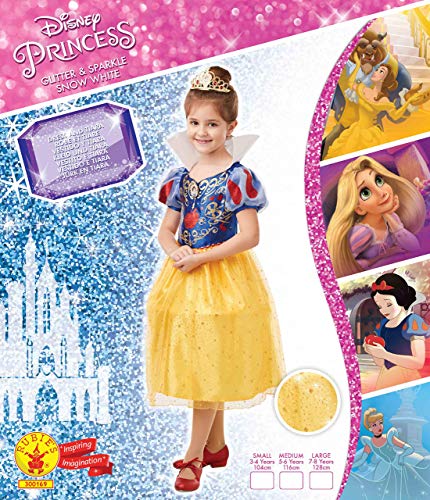 Rubies Disfraz oficial de princesa Disney Blancanieves con purpurina y brillo para niñas