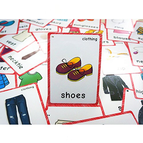 SANCENT36 - Clothing Flash Cards English - Educational Learning Picture & Memory Games Cards for Kids(English Word Learning Card & Pocket Size Flash Card for Children and Preschool),12x9cm