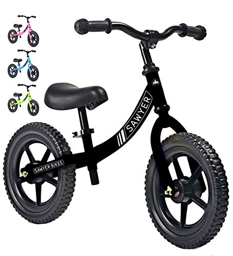 Sawyer - Bicicleta Sin Pedales Ultraligera - Niños 2, 3, 4 y 5 años (Negro)