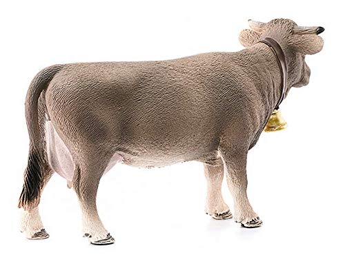 Schleich- Figura de Vaca Braunvieh con Cencerro, Color Marrón, 7,8 cm