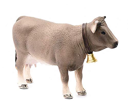 Schleich- Figura de Vaca Braunvieh con Cencerro, Color Marrón, 7,8 cm