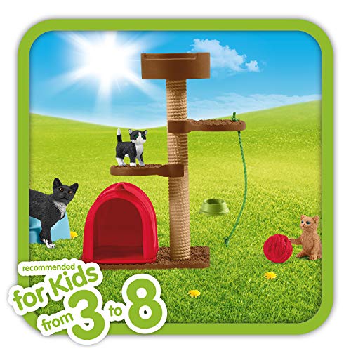 Schleich - Juego para Gatos Bonitos con múltiples Funciones y Accesorios, Colección Farm World