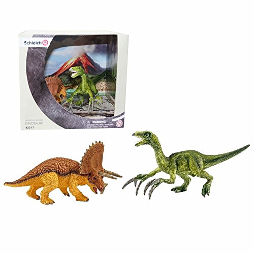 Schleich - Set 2 figuras dinosaurios. Triceratops y Therizinosaurus