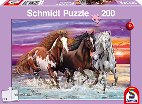 Schmidt Spiele- Wildes Pferde-Trio - Puzzle Infantil (200 Piezas), Color carbón (56356)