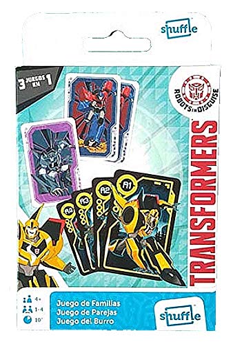 Shuffle Transformers 2 Barajas de Cartas con 3 Juegos de familias, Parejas y Burro
