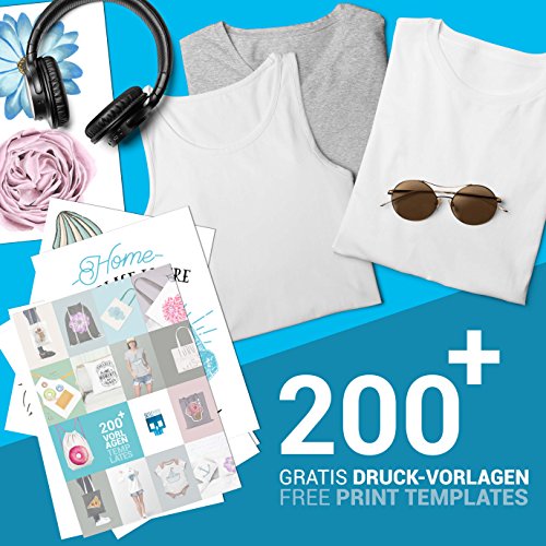 SKULLPAPER Premium película de transferencia textil para camisetas y prenda / A4 / incl. más de 200 plantillas de motivos GRATUITAS - papel transfer/para plotter de inyección de tinta (10 hojas)