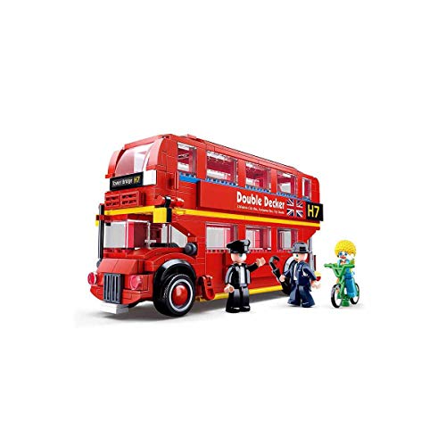 Sluban Klemmbausteine SL07147 London Double Decker Bus (394 Piezas) [M38-B0708], Juego de Bloques de construcción, Ciudad con Figura de Juego, Vida Urbana