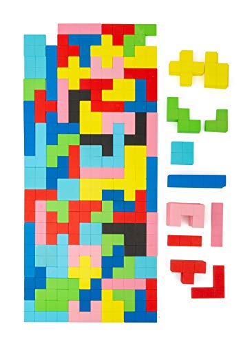 Small Foot Company- Small Foot 11403 Puzzle de Madera Tetris, 114 Piezas, Juego Educativo con Patrones geométricos Generales juguetes, Multicolor , color/modelo surtido