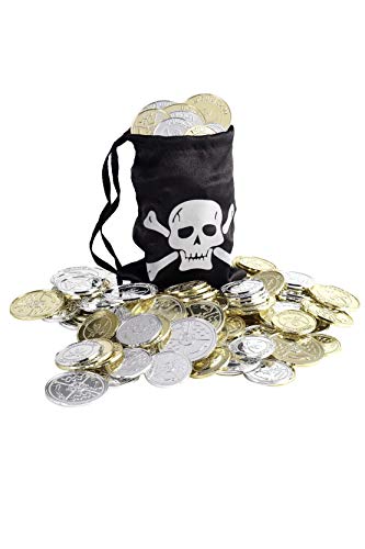 Smiffy's-28344 Bolsa de monedas pirata, con modenas, color negro, No es applicable (28344) , color/modelo surtido