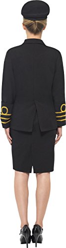 Smiffy'S 38819S Disfraz De Oficial De La Marina, Mujer Chaqueta, Falda Camisa Postiza Y Gorro, Negro, S - Eu Tamaño 36-38