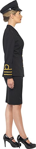 Smiffy'S 38819S Disfraz De Oficial De La Marina, Mujer Chaqueta, Falda Camisa Postiza Y Gorro, Negro, S - Eu Tamaño 36-38