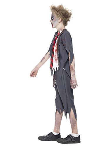 Smiffy's-43022L Halloween Disfraz de colegial Zombi, con pantalón, Chaqueta, Falsa Camisa y Corbata, Color Gris, L-Edad 10-12 años (43022L)