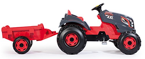 Smoby 710200 Stronger XXL Tractor a pedales con remolque, Rojo