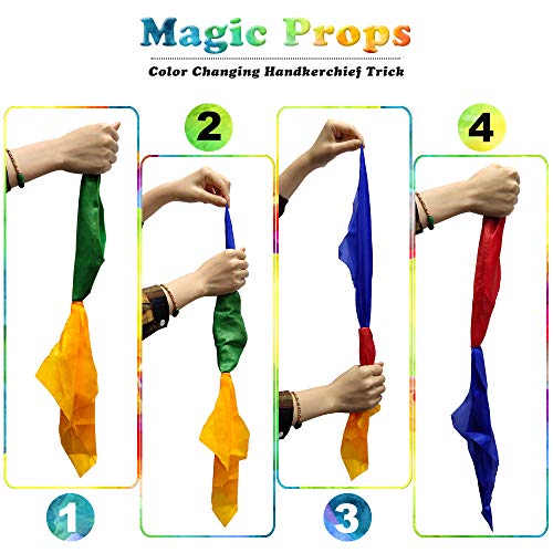 SNAGAROG 2 Paquetes Pañuelo mágico Pañuelo Que Cambia de Color Easy Hanky Juego de Trucos de Magia Calle Accesorios de Trucos de Magia Suministros de Trucos