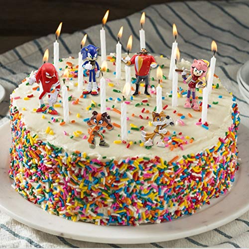 Sonic Cake Topper - WENTS Sonic Mini Juego de Figuras Niños Sonic Mini Juguetes Baby Shower Fiesta de cumpleaños Pastel Decoración Suministros 6 Piezas