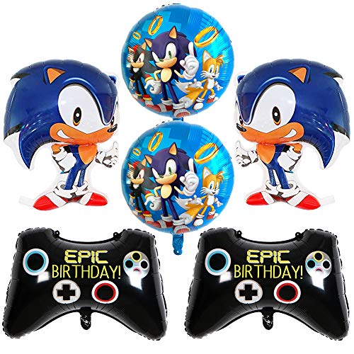 Sonic Foil Globos, Sonic Decoración para Fiestas de Cumpleaños Sonic The Hedgehog Party Supplies Juego de Decoración Sonic Erizo Frustrar Globo Set para Fiestas de Cumpleaños