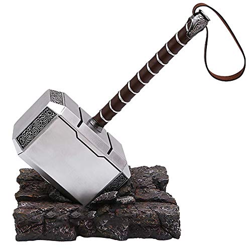 sookin Thor's Hammer Martillo de Thor Resina con Base de Soporte MjöLnir Halloween Cosplay Costume Prop Martillo de Batalla de Thor 1: 1 Cosplay Arma de Utilería 45cm Thor Thor's Hammer