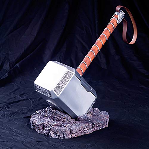 sookin Thor's Hammer Martillo de Thor Resina con Base de Soporte MjöLnir Halloween Cosplay Costume Prop Martillo de Batalla de Thor 1: 1 Cosplay Arma de Utilería 45cm Thor Thor's Hammer