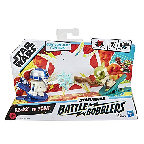 Star Wars Battle Bobblers R2-D2 Vs Yoda Figura de acción de Batalla Clippable, Paquete de 2, Juguetes para niños a Partir de 4 años