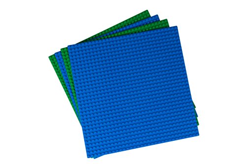 Strictly Briks - Bases Planas clásicas para Construir - Ideal para Hacer una Mesa de Juegos - 100 % Compatible con Todas Las Grandes Marcas - 25,4 x 25,4 cm - 2 Bases Azules y 2 Verdes