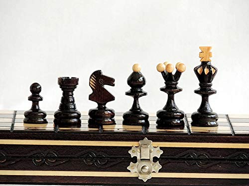Stunning PEARL 35cm / 13.8in Popular European Wooden Chess Set! Hand Crafted Pieces and Chessboard by Master Of Chess