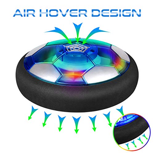 SUNNOW Air Power Soccer - Balón Fútbol Flotant Recargable Pelota Futbol con Soft Foam Bumpers y Luces LED Juguetes Aire Fútbol Juguete Balón de Fútbol para Niños Niñas Regalos Cumpleaños (Azul)