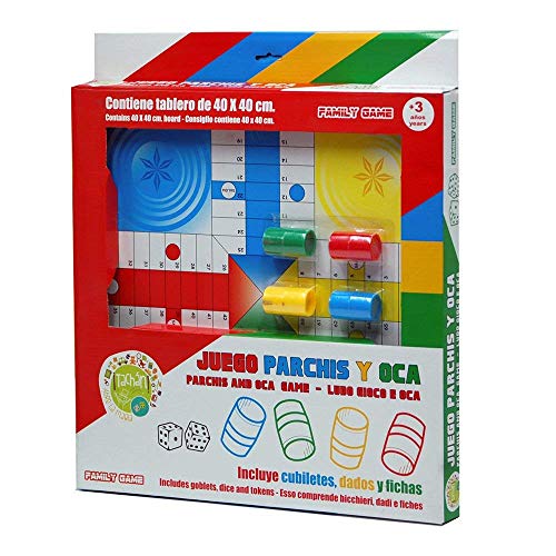 Tachan-Juego Parchís y Oca, de Madera, 40 cm, Color Rojo y Blanco, (CPA Toy Group 74020099)