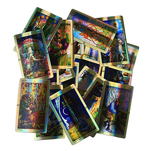Tarot de la Rueda del Año: 78Cards, Guía en PDF en línea, Juegos de Mesa holográficos terrestres Adivinación para Adultos y niños Juego de Mesa Dobble Playing Card