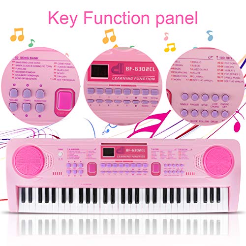 Teclado Piano 61 Teclas,Piano Digital Teclado de Piano Portátil Con Atril, Micrófono,Teclado de Piano