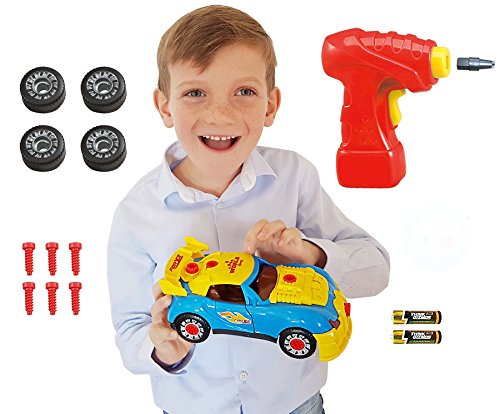 Think Gizmos Coche de carreras tipo juguete desmontable - Juguete de construcción con kit de herra-mientas - Juguetes niños 2 años y más - Juegos educativos montaje coche de juguete - Nueva Versión 3