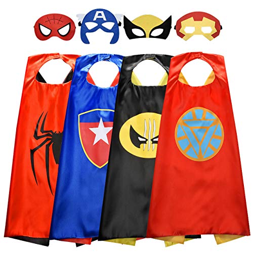 Tisy Regalos de Cumpleaños Capas de Satén de Dibujos Animados Superhéroe Vestir para Niños Juguetes de Fiesta Para Niños de 3-10 Años Disfraz Niño Halloween