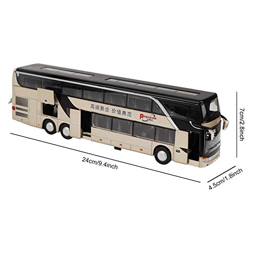 Tnfeeon 1:50 Eléctrico de Aleación de Dos Pisos Autobús Escolar Modelo de Coche Juego de Juguete con Música Ligera Mejor Regalo para Niños Pequeños(Oro)