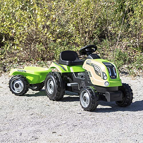 Tractor Farmer XL verde a pedales con remolque (Smoby 710111)