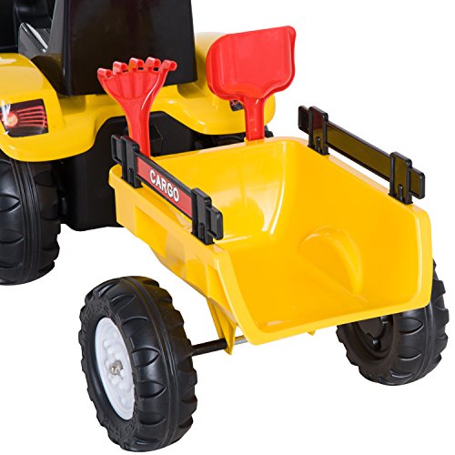 Tractor Pedal con Remolque para Niños 3-6 Años Juguete de Montar Coche de Pedales Carga 35kg 133x42x51cm Hierro y Plástico
