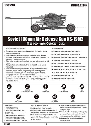 Trumpeter 002349 – Maqueta de de plástico, 1/35 100 mm Aire Defensas Cañón ks19 m2