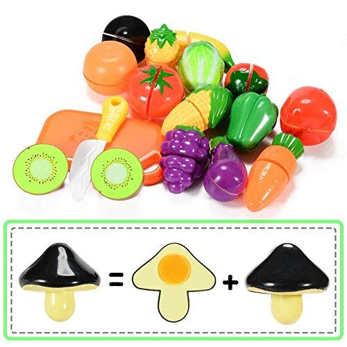Twister.CK Juego de Alimentos Play para niños, 18 pz. Juego de imaginación Cortar Comida Cocina Comida Frutas y Verduras
