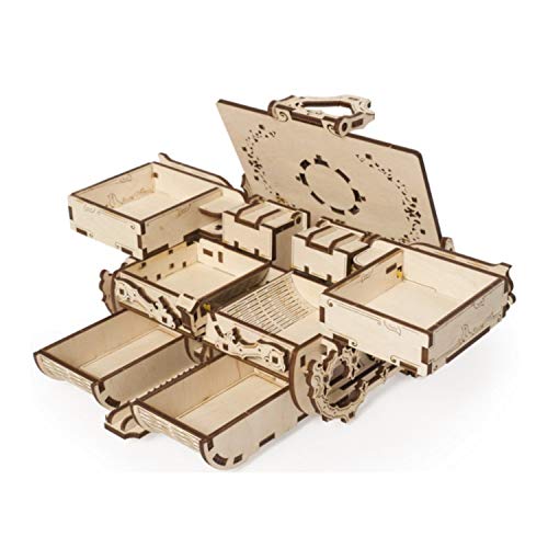 UGEARS Cofrecito De Época Modelo mecánico - Puzzle 3D Rompecabezas Adultos - Caja de Tesoro de Madera - Cofre del Tesoros - Vintage Cajas de Madera Maquetas para Construir Adultos y Adolescentes