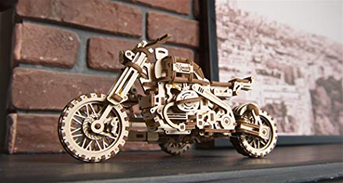 UGEARS maqueta Moto para Montar - Motocicleta Scrambler UGR-10 Puzzle 3D Adultos - Modelo mecánico de Moto uniqo - maquetas Madera - Rompecabezas Madera 3D para Construir - Kits de construcción 3D