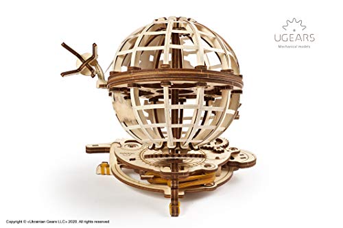 UGEARS Puzzles Globo terráqueo Giratorio Modelo mecánico-Rompecabezas para Adultos de Madera 3D-Kits (70128)