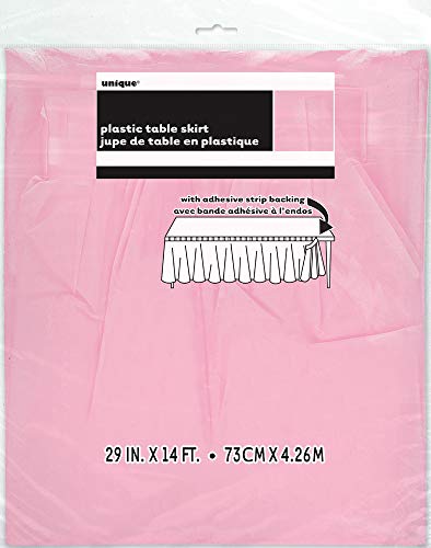 Unique Party- Falda de mesa de plástico, Color rosa claro, 420 cm (50402)