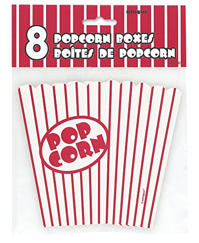 Unique Party- Pop Corn Paquete de 8, Color palomitas cajas - pequeña (59023)