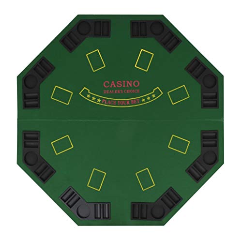 vidaXL Tablero de Póker Plegable 8 Jugadores Octagonal Verde Mesilla Auxiliar