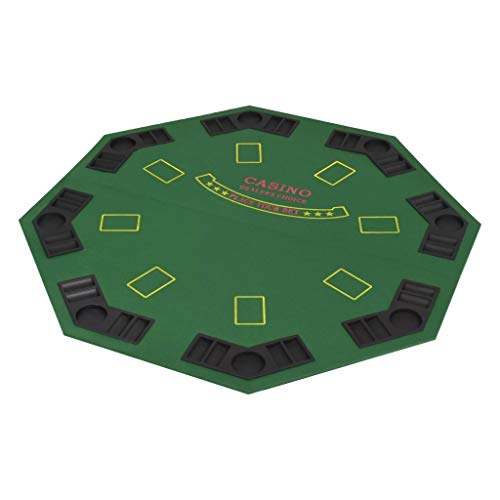 vidaXL Tablero de Póker Plegable 8 Jugadores Octagonal Verde Mesilla Auxiliar