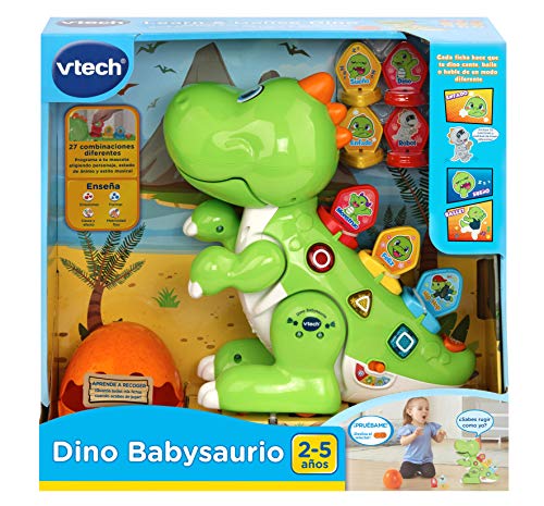 VTech - Dino Babysaurio Travieso, Simpática Mascota Interactiva Acompañada de 9 Fichas para Cambiar la Personalidad, Diversión Jurásica, Color Verde (80-518722) , color/modelo surtido
